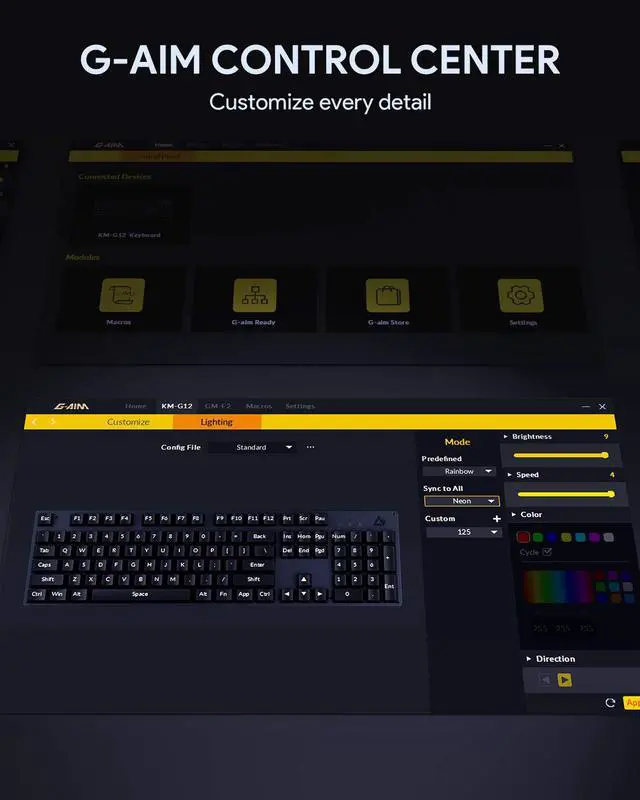 Alt view image 5 of 6 - AUKEY Mechanical Gaming Keyboard with Customizable RGB Backlight, Tactile & Clicky Blue Switches, 104-Key Anti-Ghosting Wired Keyboard with Surround Lighting, Steel Body for PC and Laptop KM-G12