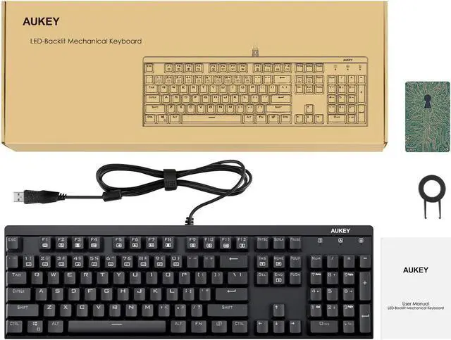Alt view image 7 of 7 - AUKEY Mechanical Keyboard 6 Color LED Backlit Gaming Keyboard Blue Switch Full N-Key Rollover Durable & Water-Resistant KM-G6