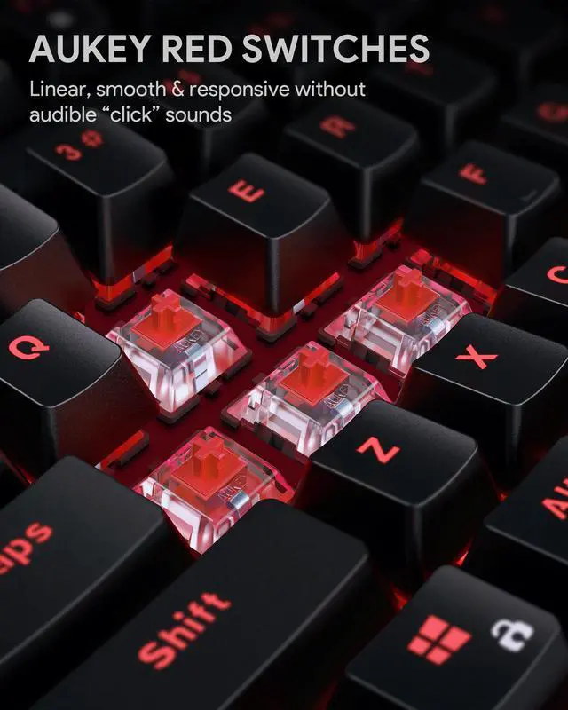Alt view image 6 of 7 - AUKEY TKL Mechanical Gaming Keyboard with RGB and Red Switches, 87-Key Wired Keyboard with Anti-Ghosting & Gaming Software for PC and Mac KM-G14