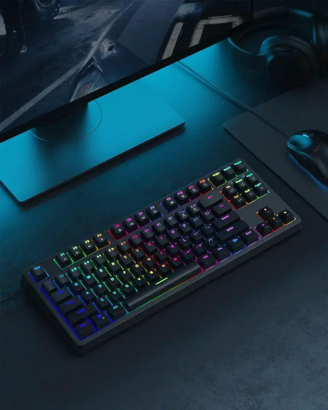 Alt view image 5 of 7 - AUKEY TKL Mechanical Gaming Keyboard with RGB and Red Switches, 87-Key Wired Keyboard with Anti-Ghosting & Gaming Software for PC and Mac KM-G14