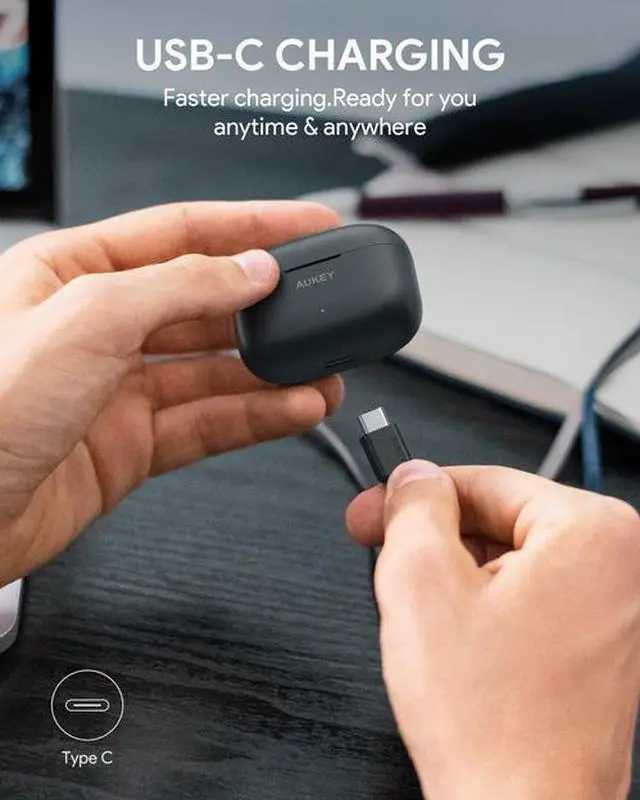 Alt view image 5 of 7 - AUKEY Black EP-T27 Wireless Earbuds with aptX Deep Bass, CVC 8.0 Noise Reduction Technology, Bluetooth 5.0, IPX7 Waterproof, USB Type C Quick Charging Case Earphones for iPhone and Android