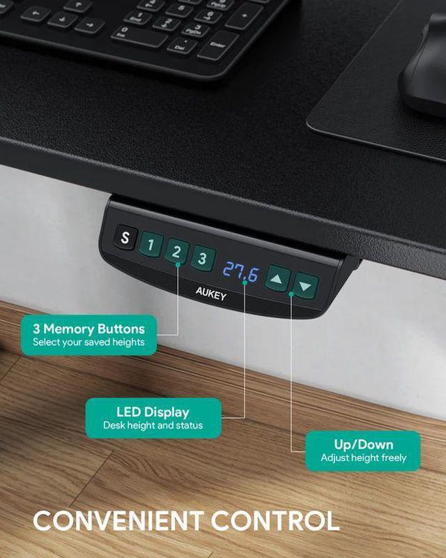 Alt view image 6 of 7 - AUKEY Dual Motors Height-Adjustable Electric Standing Desk 48" x 24'', Black S-D01