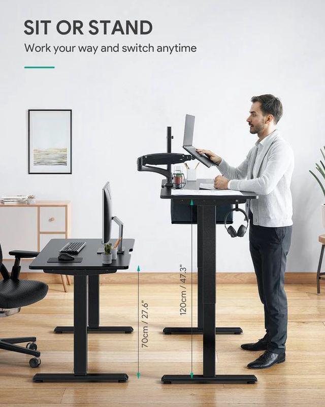 Alt view image 5 of 7 - AUKEY Dual Motors Height-Adjustable Electric Standing Desk 48" x 24'', Black S-D01