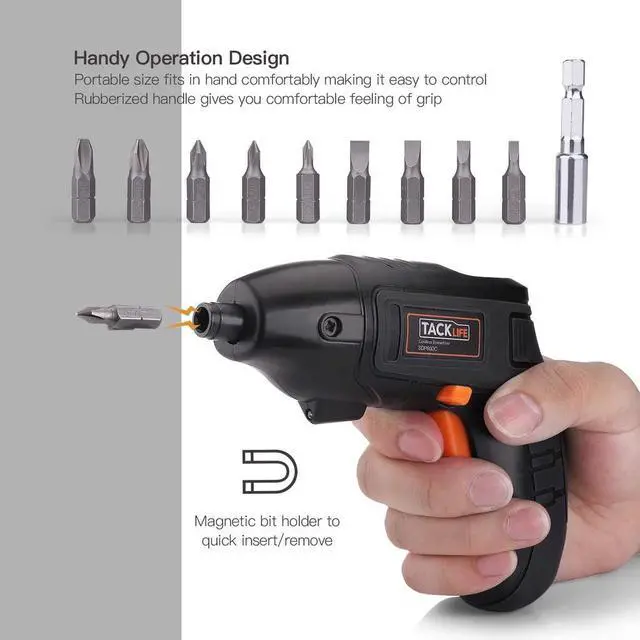 Alt view image 4 of 7 - TACKLIFE SDP60DC - 4V Max Cordless Screwdriver Rechargeable Black and Orange