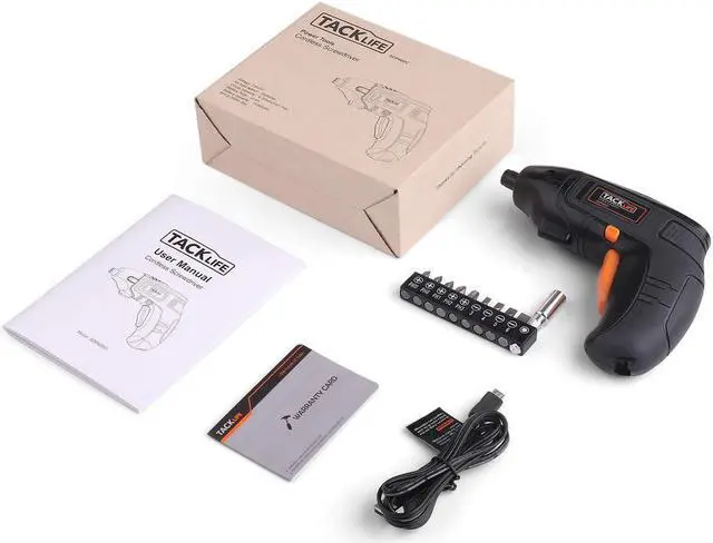 Alt view image 5 of 7 - TACKLIFE SDP60DC - 4V Max Cordless Screwdriver Rechargeable Black and Orange
