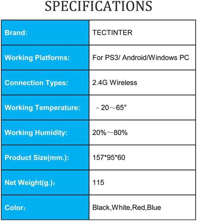 Alt view image 2 of 5 - 2.4 G Controller Gamepad Android Wireless Joystick Joypad with OTG Converter For PS3/Smart Phone For Tablet PC Smart TV Box Red