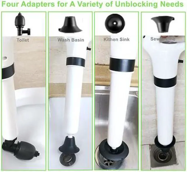 Alt view image 3 of 7 - KOOYORK Toilet Plunger for Bathroom, Drain Clog Remover, Heavy Duty Air Drain Snake, High Pressure Toilet Auger for Shower, Sink, Bathtub, Clogged Pipe