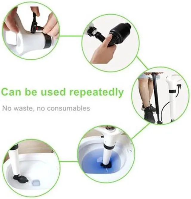 Alt view image 7 of 7 - KOOYORK Toilet Plunger for Bathroom, Drain Clog Remover, Heavy Duty Air Drain Snake, High Pressure Toilet Auger for Shower, Sink, Bathtub, Clogged Pipe