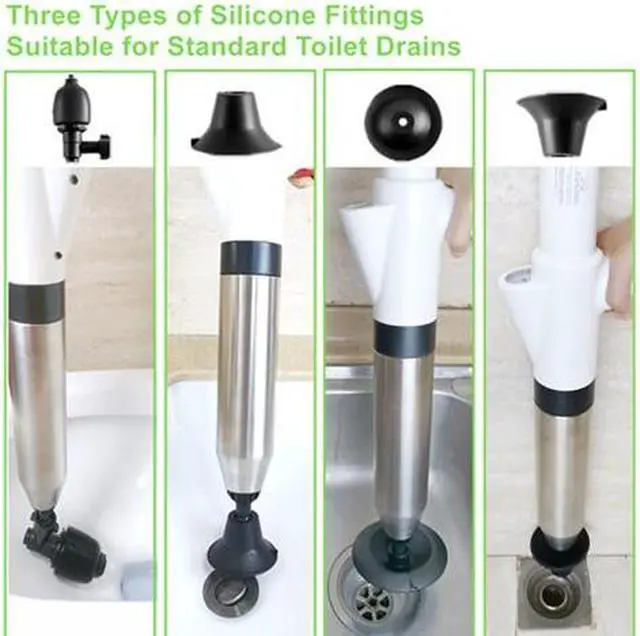 Alt view image 4 of 6 - KOOYORK Toilet Plunger for Bathroom, Heavy Duty Drain Clog Remover, Stainless Steel Air Drain Drain Snake Dredge, High Pressure Toilet Auger for Shower, Sink, Bathtub, Clogged Pipe