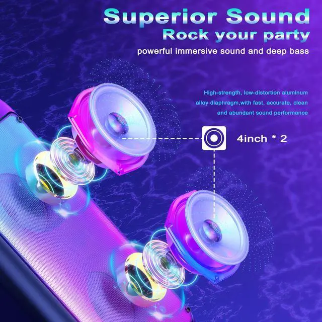 Alt view image 4 of 7 - JYX Singing Karaoke Machine with 2 Wireless Karaoke Microphones, Portable Bluetooth Speaker Home Karaoke System with RGB Colorful Light