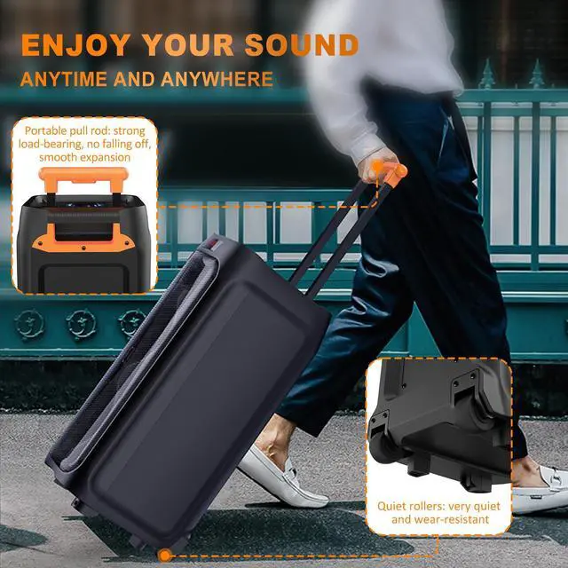 Alt view image 5 of 7 - JYX 500W Powerful Karaoke Machine, Singing Machine with 2 Mic, Wheels and Handle, DJ Light, Karaoke Machine for Adult, Bluetooth Karaoke Speaker PA System for Outdoor Party and Home (JYX-T8)