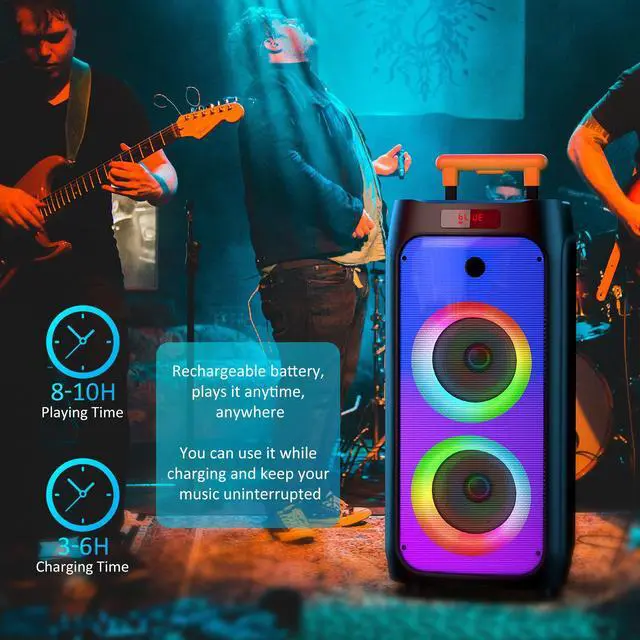 Alt view image 4 of 7 - JYX 500W Powerful Karaoke Machine, Singing Machine with 2 Mic, Wheels and Handle, DJ Light, Karaoke Machine for Adult, Bluetooth Karaoke Speaker PA System for Outdoor Party and Home (JYX-T8)