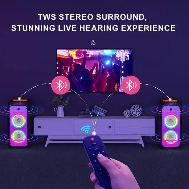 Alt view image 7 of 7 - JYX 500W Powerful Karaoke Machine, Singing Machine with 2 Mic, Wheels and Handle, DJ Light, Karaoke Machine for Adult, Bluetooth Karaoke Speaker PA System for Outdoor Party and Home (JYX-T8)