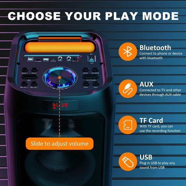 Alt view image 6 of 7 - JYX 500W Powerful Karaoke Machine, Singing Machine with 2 Mic, Wheels and Handle, DJ Light, Karaoke Machine for Adult, Bluetooth Karaoke Speaker PA System for Outdoor Party and Home (JYX-T8)