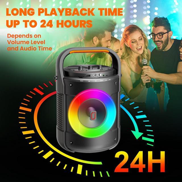 Alt view image 6 of 7 - JYX Karaoke Machine with 2 Microphones, Singing Machine Home Karaoke System, Bluetooth Speaker with RGB Light for Birthday Christmas Gift