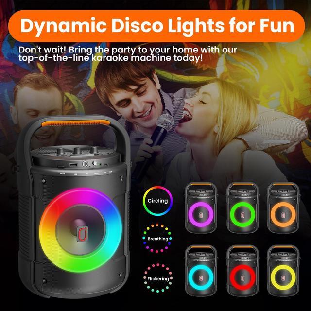 Alt view image 4 of 7 - JYX Karaoke Machine with 2 Microphones, Singing Machine Home Karaoke System, Bluetooth Speaker with RGB Light for Birthday Christmas Gift