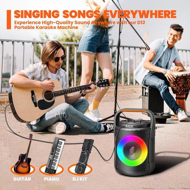 Alt view image 3 of 7 - JYX Karaoke Machine with 2 Microphones, Singing Machine Home Karaoke System, Bluetooth Speaker with RGB Light for Birthday Christmas Gift
