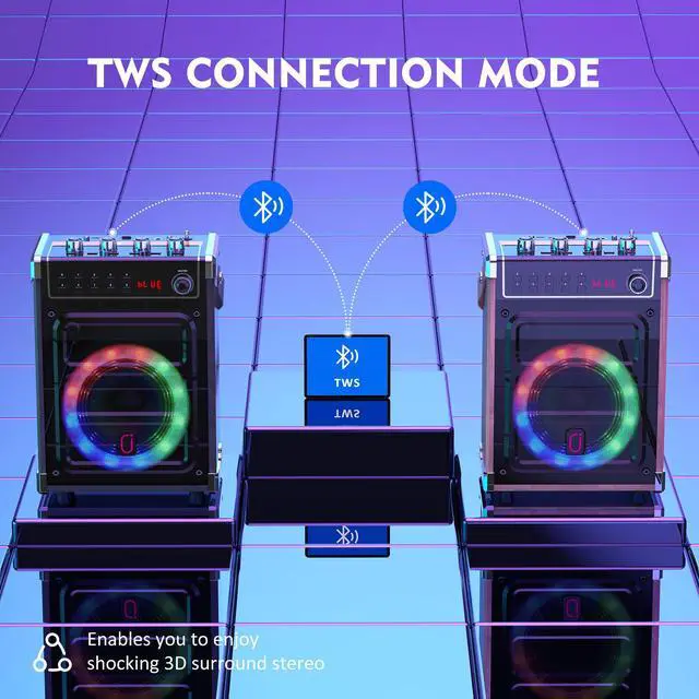 Alt view image 7 of 7 - JYX Bluetooth Karaoke Machine for Adult, Singing Machine Karaoke System with 2 Karaoke Microphones, FM Radio, Aux, Rec