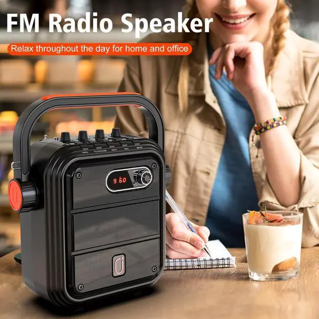 Alt view image 2 of 7 - JYX Karaoke Machine with 2 Wireless Microphones, Bluetooth Speaker with FM Radio, Karaoke Speaker PA System for Adult and Kids