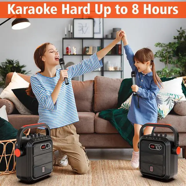 Alt view image 5 of 7 - JYX Karaoke Machine with 2 Wireless Microphones, Bluetooth Speaker with FM Radio, Karaoke Speaker PA System for Adult and Kids