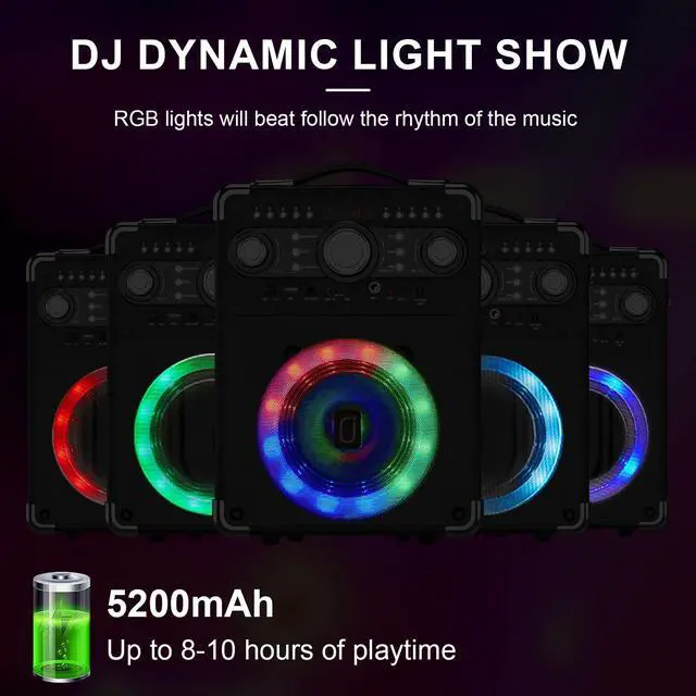 Alt view image 6 of 7 - JYX Karaoke Machine Set, 3 Wireless Karaoke Microphones Bluetooth Karaoke Home Speaker System