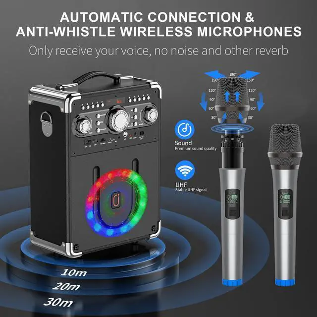Alt view image 5 of 7 - JYX Karaoke Machine Set, 3 Wireless Karaoke Microphones Bluetooth Karaoke Home Speaker System