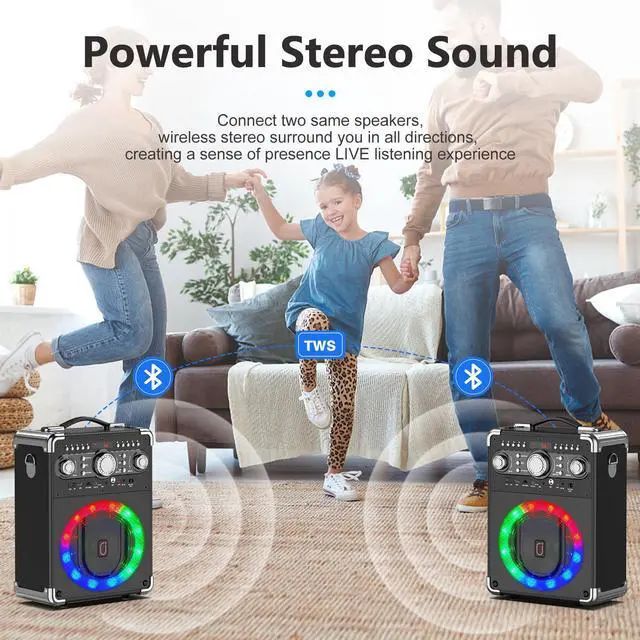 Alt view image 3 of 7 - JYX Karaoke Machine Set, 3 Wireless Karaoke Microphones Bluetooth Karaoke Home Speaker System