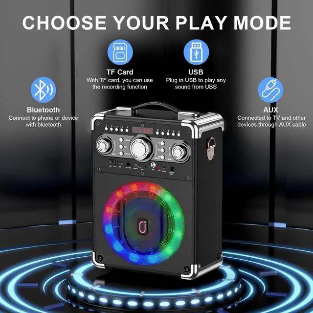 Alt view image 7 of 7 - JYX Karaoke Machine Set, 3 Wireless Karaoke Microphones Bluetooth Karaoke Home Speaker System