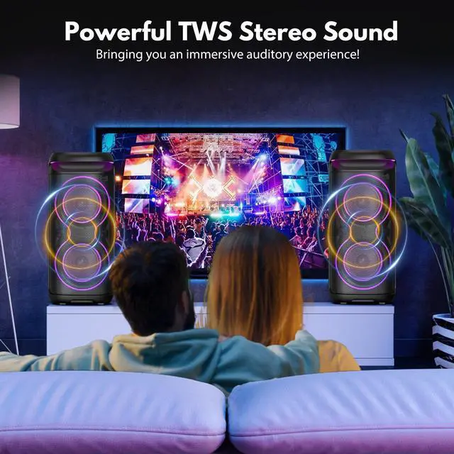 Alt view image 3 of 7 - JYX Karaoke Machine for Adult, Bluetooth Speaker with Microphone, Portable Home Singing Karaoke Speaker System with Dynamic Colorful LED Lights, TWS Support