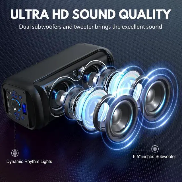 Alt view image 4 of 7 - JYX Karaoke Machine for Adult, Bluetooth Speaker with Microphone, Portable Home Singing Karaoke Speaker System with Dynamic Colorful LED Lights, TWS Support