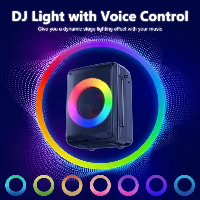 Alt view image 4 of 6 - JYX Bluetooth Karaoke Machine with 2 Microphones, Singing Machine PA Portable Speaker System with LED Lights Supports TF Card/USB, AUX/MIC in