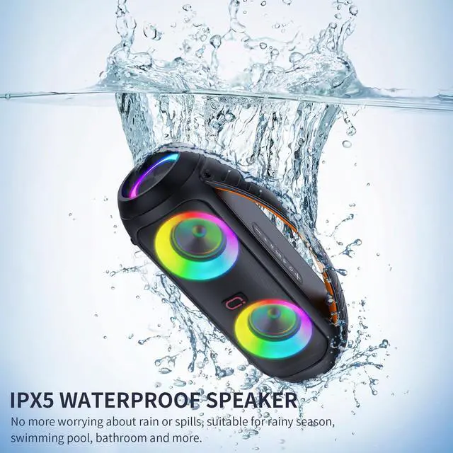 Alt view image 5 of 7 - JYX Waterproof Bluetooth Speaker with Wireless Microphones, Portable Karaoke Speaker Singing Machine with RGB Light, Outdoor Party Speaker for Beach Pool, Support TF Card, AUX, U Disk