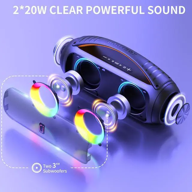 Alt view image 6 of 7 - JYX Waterproof Bluetooth Speaker with Wireless Microphones, Portable Karaoke Speaker Singing Machine with RGB Light, Outdoor Party Speaker for Beach Pool, Support TF Card, AUX, U Disk