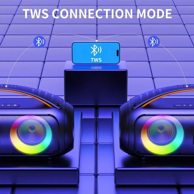 Alt view image 7 of 7 - JYX Waterproof Bluetooth Speaker with Wireless Microphones, Portable Karaoke Speaker Singing Machine with RGB Light, Outdoor Party Speaker for Beach Pool, Support TF Card, AUX, U Disk