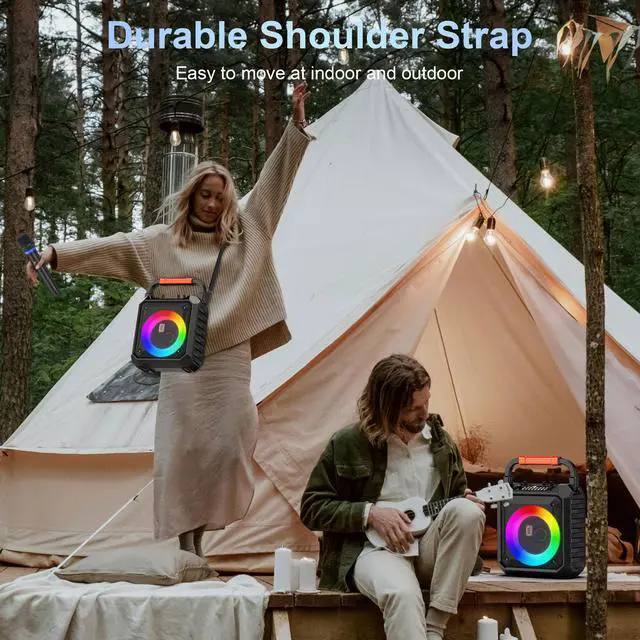 Alt view image 6 of 7 - JYX Karaoke Machine for Kids Adult, Home Karaoke System Singing Machine, 2 Wireless Karaoke Microphone, Bluetooth Speaker with Light, T17-T