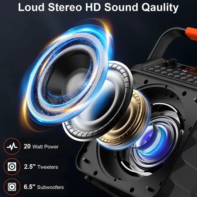 Alt view image 2 of 7 - JYX Karaoke Machine for Adult, Portable Singing Machine with 2 Wireless Karaoke Microphones, Bluetooth Speaker with LED Lights