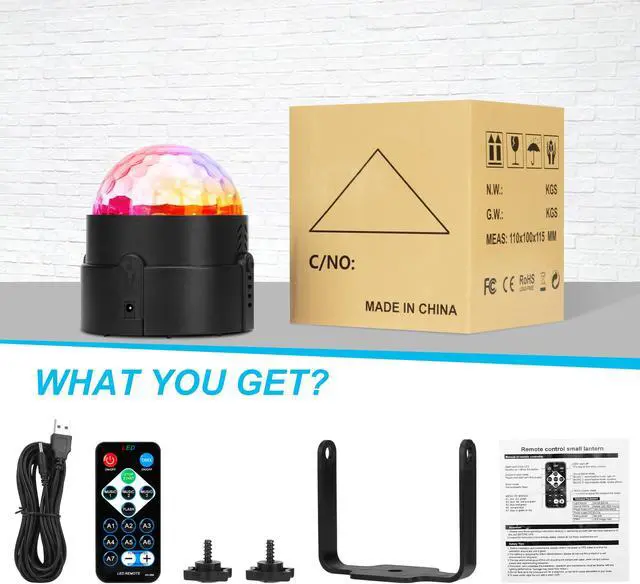 Alt view image 7 of 7 - JYX Disco Ball Party Strobe RGB Lights Sound Activated Karaoke Disco Lights with Remote Control for Party Club Bar Karaoke Holiday Dance Christmas Birthday Home Decoration