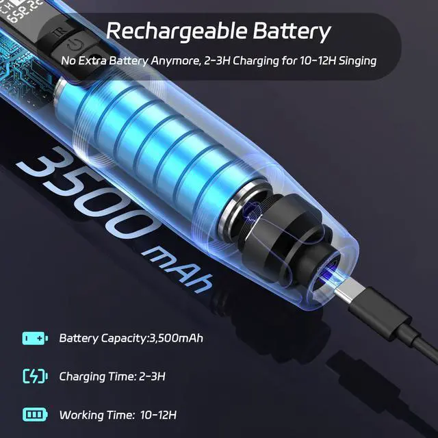 Alt view image 6 of 7 - JYX Dual Wireless Microphones, Handheld Microphones with Rechargeable Receiver and 3 Charging Cable, Professional Dynamic Microphone for Singing, Wedding, Speech