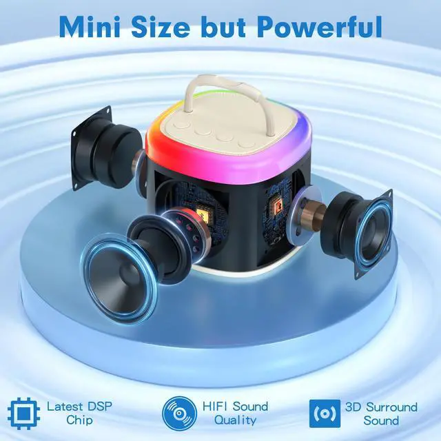 Alt view image 5 of 7 - JYX Mini Karaoke Machine Set, Portbale Bluetooth Speaker with 2 Wireless Karaoke Microphones, Singing Machine Karaoke System for Kids Adult