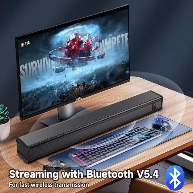 Alt view image 6 of 7 - JYX Soundar for TV, Wired & Wireless Bluetooth Soundbar TV Speakers, 3D Surround Sound System for TV with Subwoofer, Wall Mountable