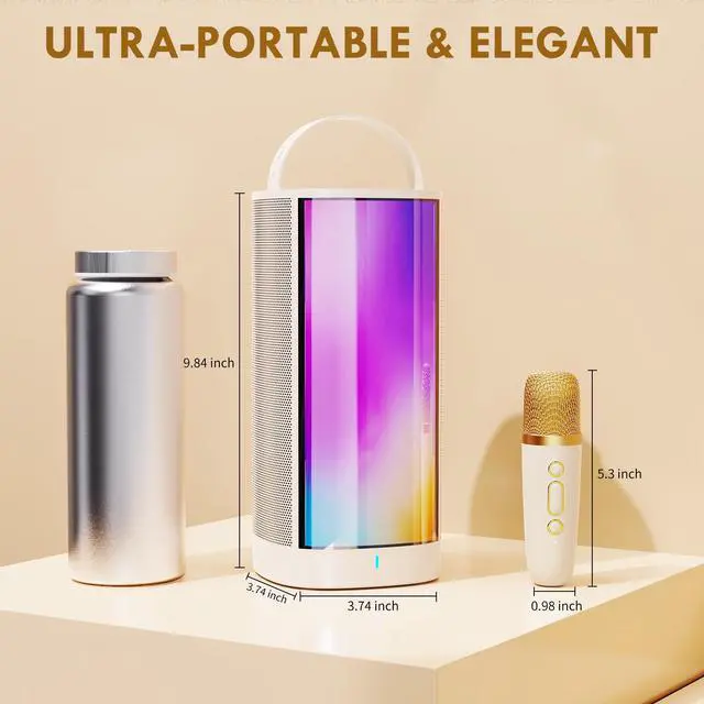 Alt view image 2 of 7 - JYX Bluetooth Speaker with Microphone, Portable Speaker with Strap, Party Speaker with Lights, Wireless Outdoor Speaker,Fun Sound Effects, D31