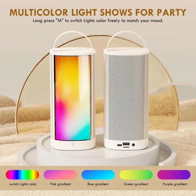Alt view image 3 of 7 - JYX Bluetooth Speaker with Microphone, Portable Speaker with Strap, Party Speaker with Lights, Wireless Outdoor Speaker,Fun Sound Effects, D31