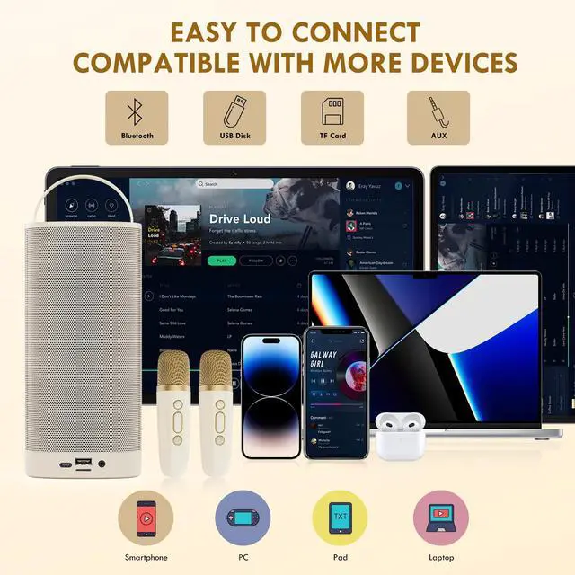 Alt view image 4 of 7 - JYX Bluetooth Speaker with Microphone, Portable Speaker with Strap, Party Speaker with Lights, Wireless Outdoor Speaker,Fun Sound Effects, D31