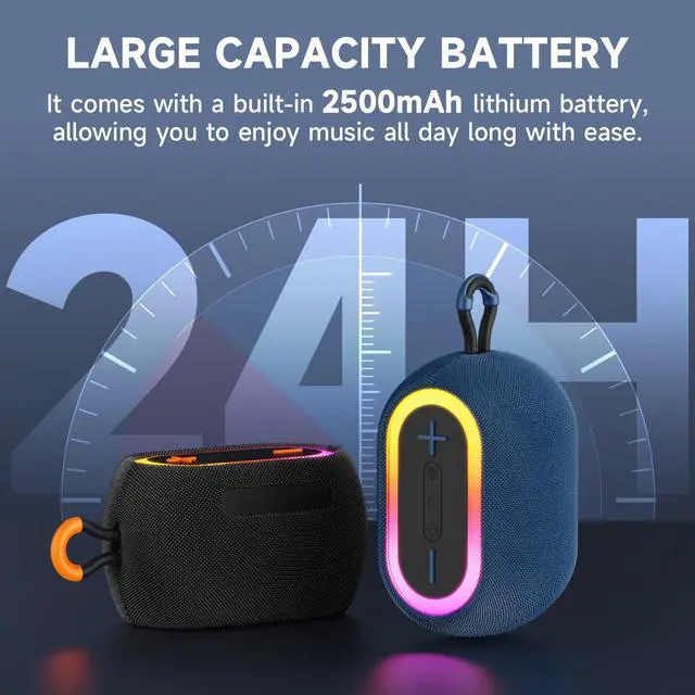 Alt view image 4 of 6 - JYX Portable Speaker, 30W Powerful Stereo Sound Bluetooth Speaker with Light, Waterproof Speaker for Outdoor, Supports TF card, USB, IPX7, L1-Black