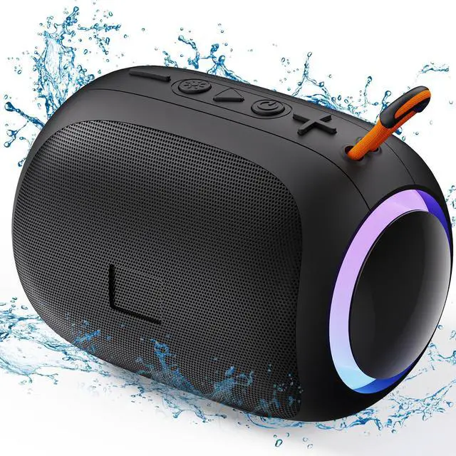 Main image of JYX Portable Speaker, IPX7 Waterproof Mini Bluetooth Speaker with 8 Hours Playtime, Outdoor Speaker with LED Light, L5-Blue/Black