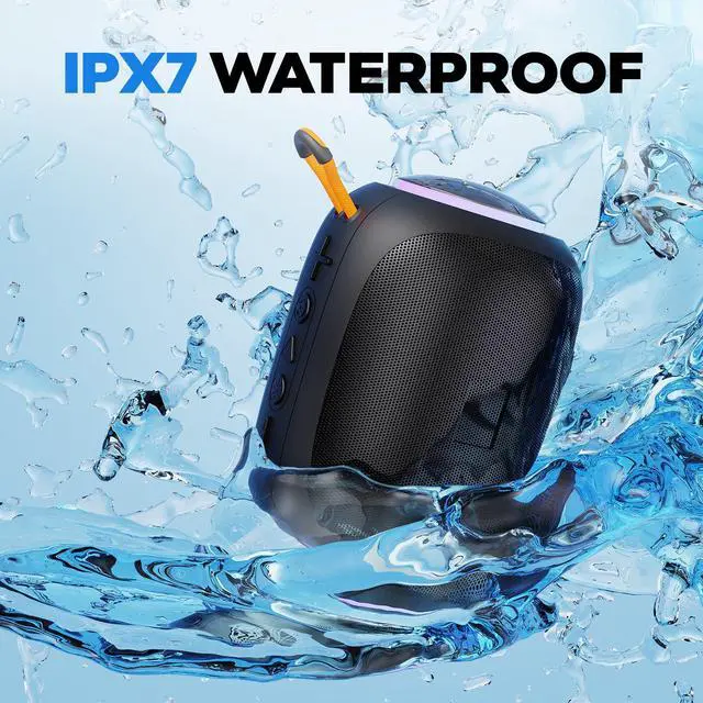 Alt view image 2 of 7 - JYX Portable Speaker, IPX7 Waterproof Mini Bluetooth Speaker with 8 Hours Playtime, Outdoor Speaker with LED Light, L5-Blue/Black