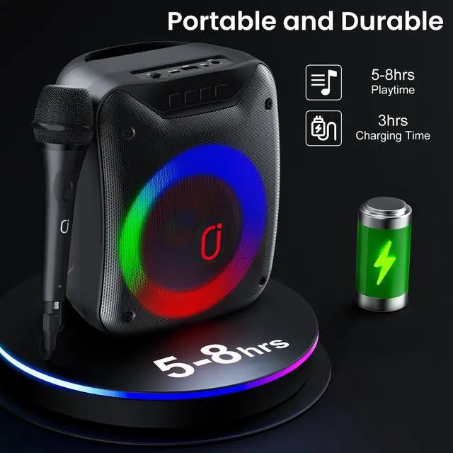 Alt view image 2 of 7 - JYX Wireless Karaoke System with Microphone, Outdoor Speaker, Party Sing Machine with Lights, Portable PA System, D18