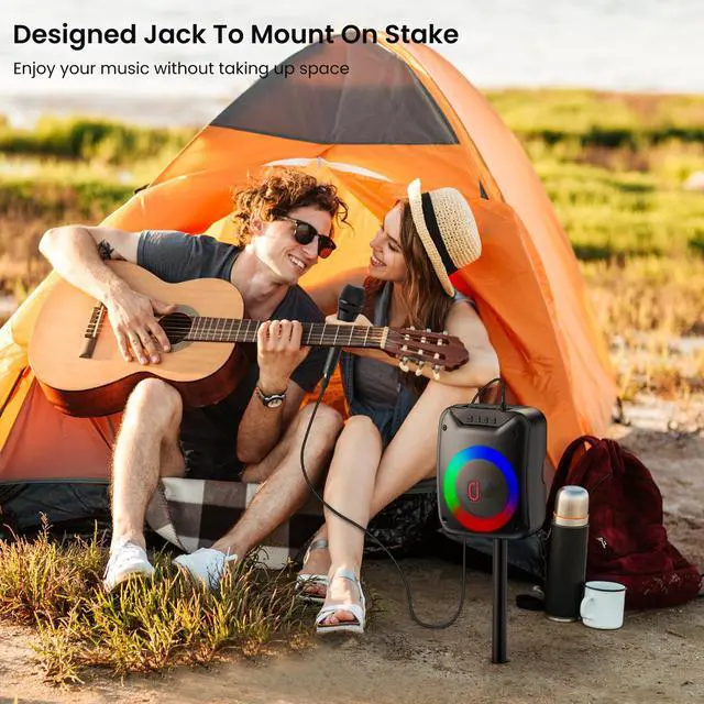 Alt view image 4 of 7 - JYX Wireless Karaoke System with Microphone, Outdoor Speaker, Party Sing Machine with Lights, Portable PA System, D18