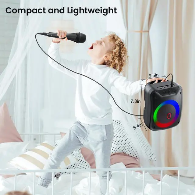 Alt view image 6 of 7 - JYX Wireless Karaoke System with Microphone, Outdoor Speaker, Party Sing Machine with Lights, Portable PA System, D18