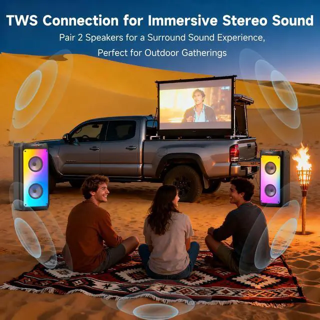 Alt view image 5 of 7 - JYX Singing Karaoke Machine with 2 Wireless Karaoke Microphones, Portable Bluetooth Speaker Home Karaoke System with RGB Colorful Light